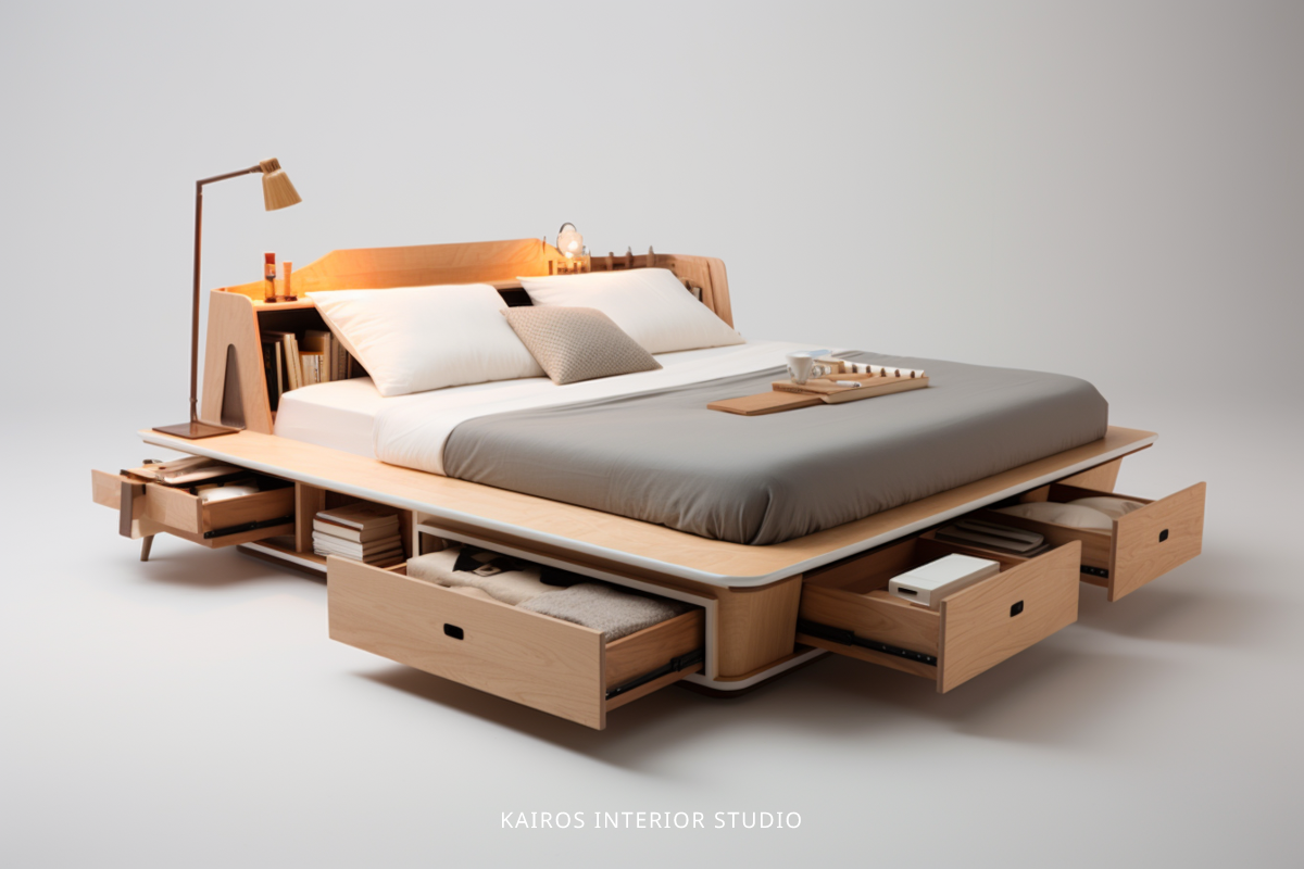 Scandinavian Multifunctional Bed with Storage